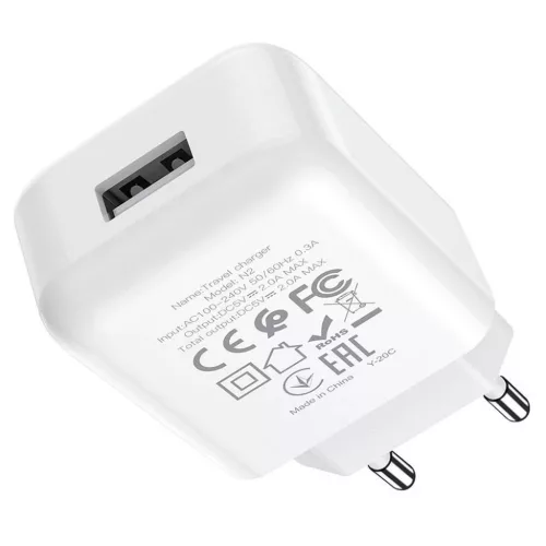 HOCO utazó töltő USB A 2A N2 fehér-6931474746108 2 kép