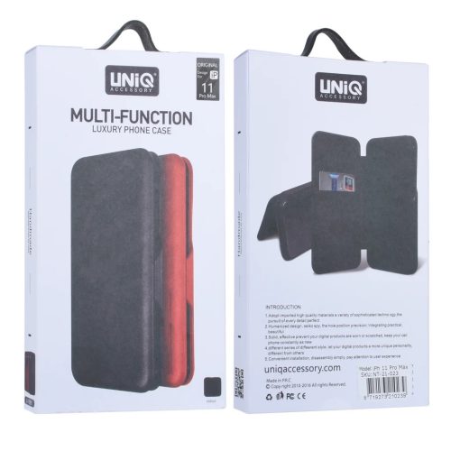 UNIQ iPhone 11 Pro Max fliptok kártyatartóval fekete-8719273210239 3 kép
