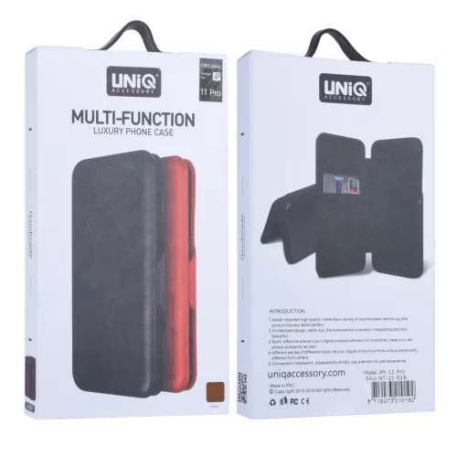 UNIQ iPhone 11 Pro fliptok kártyatartóval barna-8719273210192 2 kép