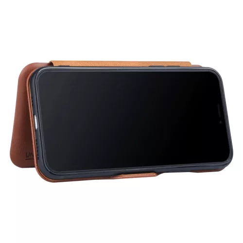 UNIQ iPhone 11 Pro fliptok kártyatartóval barna-8719273210192 5 kép