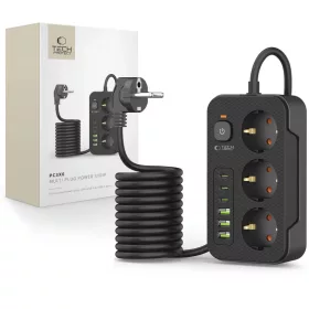 Tech-protect Pc3x6 Hálózati Elosztó 3 Usb & 3 Type-c & 3 Aljzat 200-5906302310555 1 kép