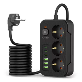 Tech-protect Pc3x6 Hálózati Elosztó 3 Usb & 3 Type-c & 3 Aljzat 200-5906302310555 2 kép