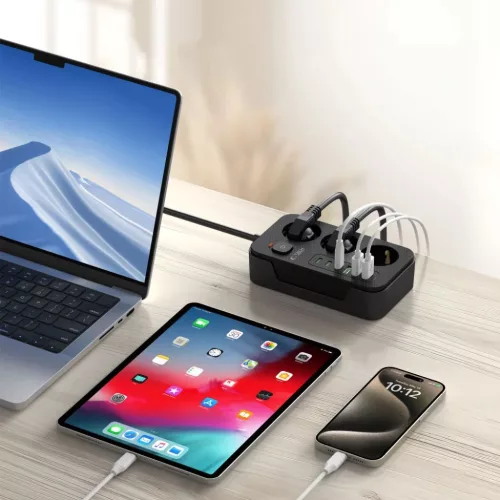Tech-protect Pc3x6 Hálózati Elosztó 3 Usb & 3 Type-c & 3 Aljzat 200-5906302310555 6 kép