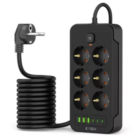 TECH-PROTECT PC6X6 Hálózati Elosztó 3 USB & 3 TYPE-C & 6 ALJZAT 200-5906302310586 2 kép