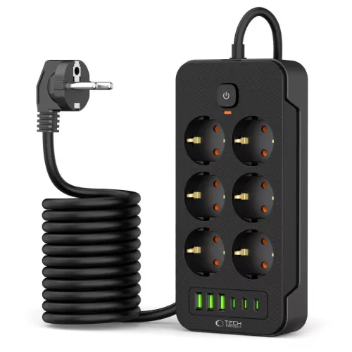 TECH-PROTECT PC6X6 Hálózati Elosztó 3 USB & 3 TYPE-C & 6 ALJZAT 200-5906302310586 2 kép