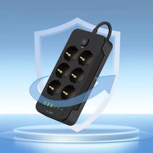 TECH-PROTECT PC6X6 Hálózati Elosztó 3 USB & 3 TYPE-C & 6 ALJZAT 200-5906302310586 4 kép