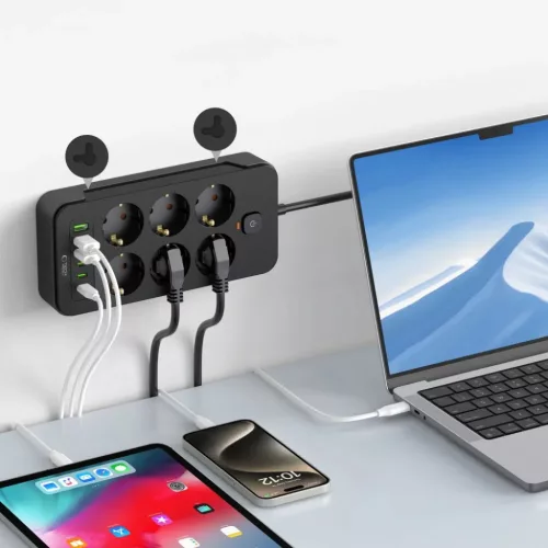 TECH-PROTECT PC6X6 Hálózati Elosztó 3 USB & 3 TYPE-C & 6 ALJZAT 200-5906302310586 5 kép