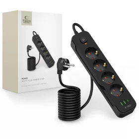 Tech-protect Pcl4x3 Hálózati Elosztó 2 Usb & 1 Type-c & 4 Aljzat 20-5906302310593 1 kép