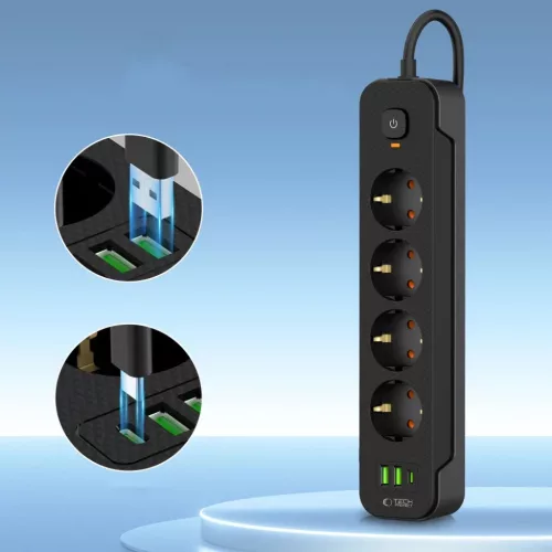 Tech-protect Pcl4x3 Hálózati Elosztó 2 Usb & 1 Type-c & 4 Aljzat 20-5906302310593 3 kép
