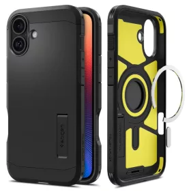  iPhone 16 Fekete Spigen Tough Armor Mag Magsafe tok