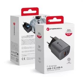   FORCELL F-ENERGY GaN VT-31 hálózati töltő Type C + USB A PD QC4.0 3A 33W szürke
