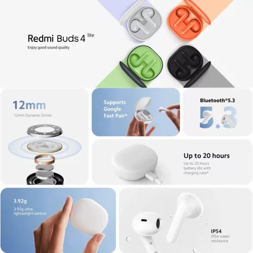 Xiaomi Redmi Buds 4 Lite Vezeték Nélküli Fülhallgató Fekete-6941812721032 6 kép