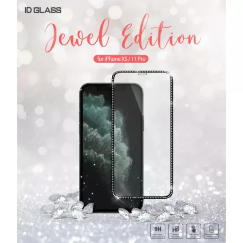 iPhone X/ XS / 11 Pro kijelzővédő üvególia fekete Ringke ID Diamo-8809659046597 4 kép