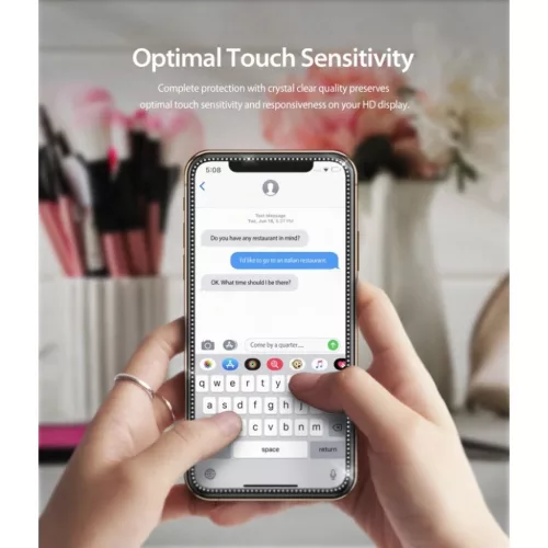 iPhone X/ XS / 11 Pro kijelzővédő üvególia fekete Ringke ID Diamo-8809659046597 7 kép