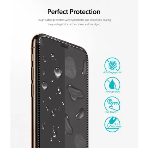 iPhone X/ XS / 11 Pro kijelzővédő üvególia fekete Ringke ID Diamo-8809659046597 8 kép