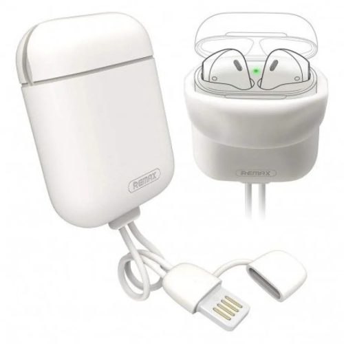 AirPods 1/2 tok, szilikon tok + lightning kábel fehér Remax-6954851279143 1 kép