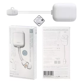 AirPods 1/2 tok, szilikon tok + lightning kábel fehér Remax-6954851279143 2 kép