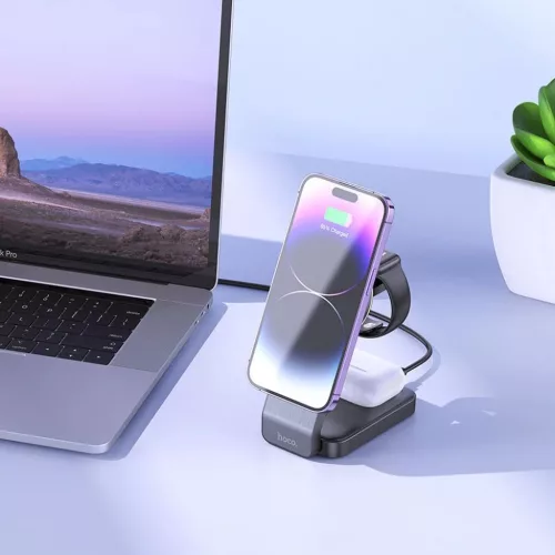 HOCO vezeték nélküli töltő 3 az 1-ben kompatibilis MagSafe 15W CQ-6942007602334 3 kép
