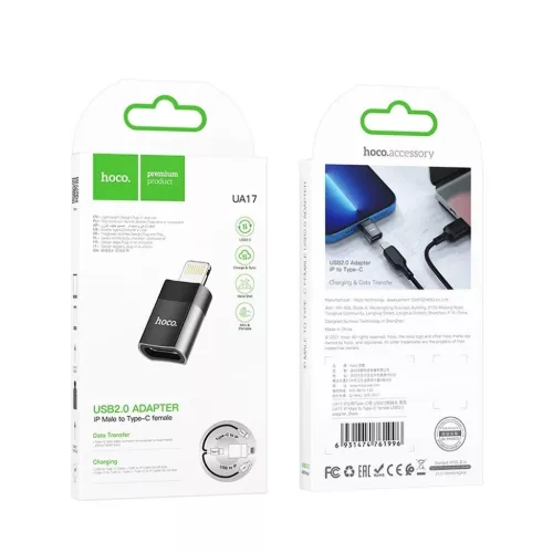 HOCO adapter Type C (anya) - Lightning 8-pin UA17 fekete-6931474761996 8 kép