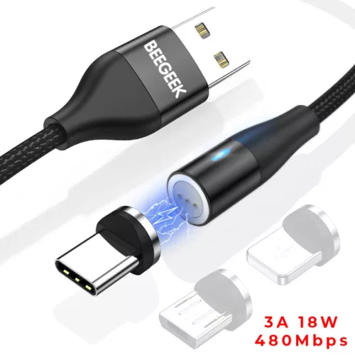 BeeGeek AM60 USB kábel 1M 3A 18W QC 3.0 gyorstöltés USB-C, Type-C m- 2 kép