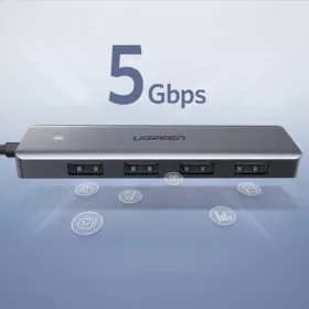 Ugreen USB HUB elosztó adapter 4x USB-A 3.2 Gen + micro USB szürke (-6957303804375 2 kép