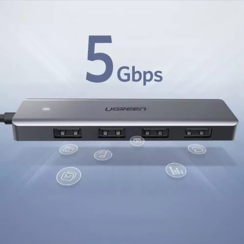 Ugreen USB HUB elosztó adapter 4x USB-A 3.2 Gen + micro USB szürke (-6957303804375 2 kép