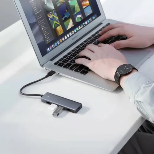 Ugreen USB HUB elosztó adapter 4x USB-A 3.2 Gen + micro USB szürke (-6957303804375 7 kép
