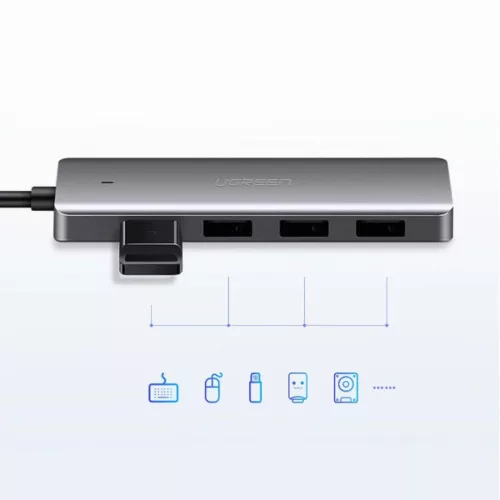 Ugreen USB HUB elosztó adapter 4x USB-A 3.2 Gen + micro USB szürke (-6957303804375 9 kép