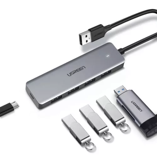 Ugreen USB HUB elosztó adapter 4x USB-A 3.2 Gen + micro USB szürke (-6957303804375 10 kép