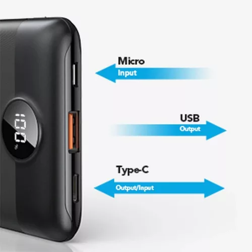 VEGER powerbank 10 000 mAh PD QC3.0 2A 22,5W S11 (W1140) fekete-6970453554181 7 kép