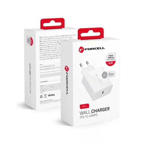 FORCELL F-ENERGY TFK-TC-45WPD utazó töltő Type C PD QC4.0 3A 45W fe-5903396040962 2 kép