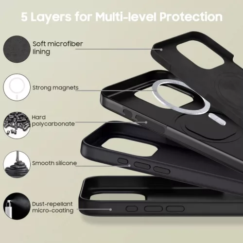 Tech-protect Silicone Magsafe Iphone 16 Pro Max Matt Fekete Tok-5906302311774 3 kép