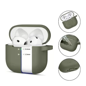 Tech-protect Silicone Hook Apple Airpods 4 Olive Green Tok-5906302370085 2 kép