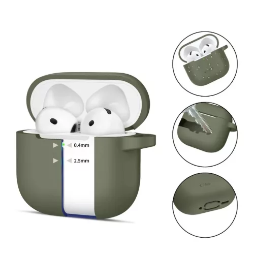Tech-protect Silicone Hook Apple Airpods 4 Olive Green Tok-5906302370085 2 kép