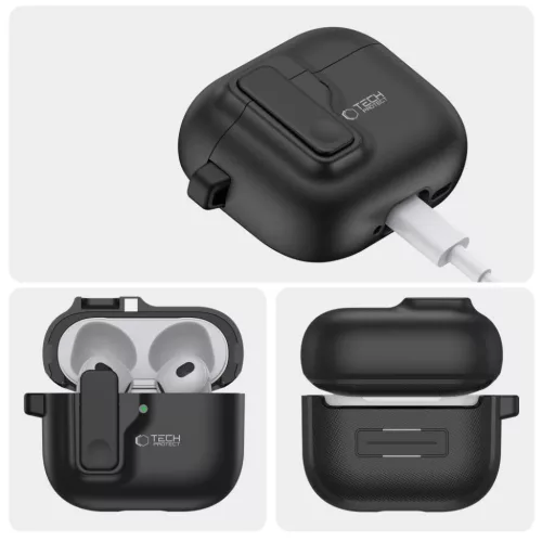 TECH-PROTECT SLIM HOOK APPLE AIRPODS 4 fekete tok-5906302371198 2 kép
