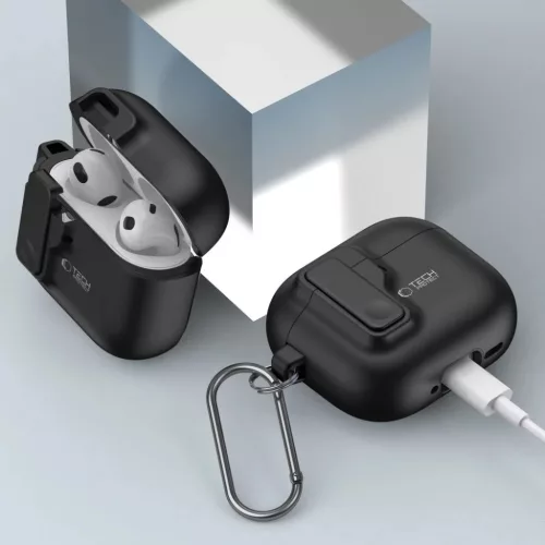 TECH-PROTECT SLIM HOOK APPLE AIRPODS 4 fekete tok-5906302371198 6 kép