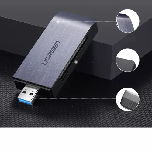 Ugreen USB 3.0 SD / micro SD kártyaolvasó szürke (50541)-6957303855414 3 kép
