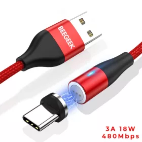 BeeGeek AM60 USB kábel 1M 3A 18W QC 3.0 gyorstöltés USB-C, Type-C m-0000000011506 1 kép