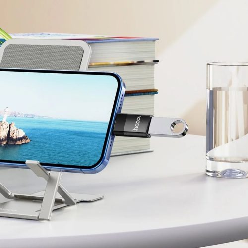 HOCO OTG átalakító USB A (anyay) - Lightning 8-pin apa UA17 fekete-6931474761989 7 kép