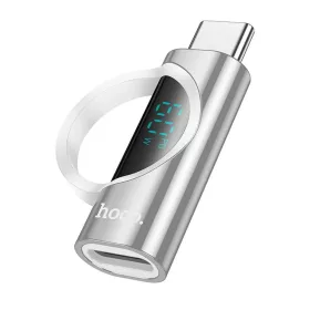   HOCO adapter Type C (hím) - Lightning (női) digitális kijelzővel 3A 60W UA32A ezüst