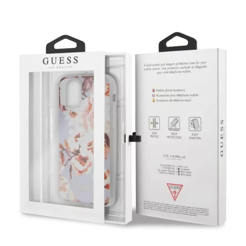 Guess Flower N2 virágmintás tok iPhone 11 Pro halványlila-3700740475539 3 kép