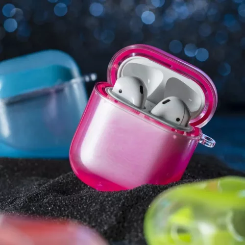 Kingxbar Galaxy Nightlow lumineszkláló Airpods 1/2 tok pink színben-6959003588050 5 kép
