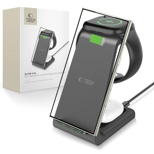 Tech-protect Qi15w-a36 3in1 Vezeték Nélküli Töltőállomás Fekete