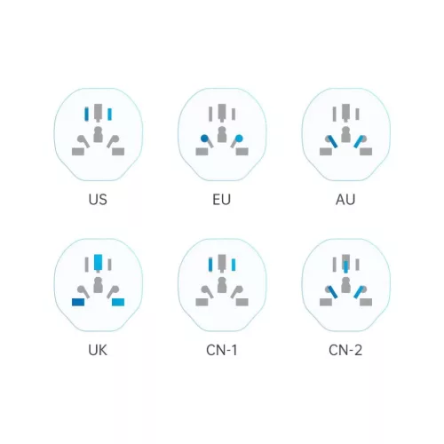 Tech-protect Univerzális Utazó Adapter Eu Fehér-5906302380459 5 kép