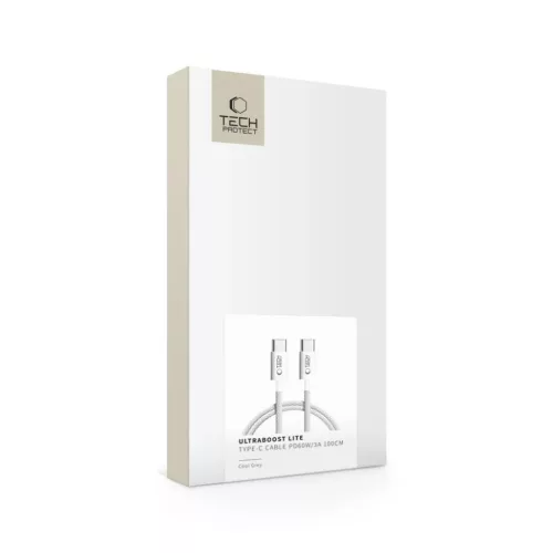 Tech-protect Ultraboost Lite Type-c Kábel Pd60w/3a 100cm Hamuszürke-5906302380909 6 kép