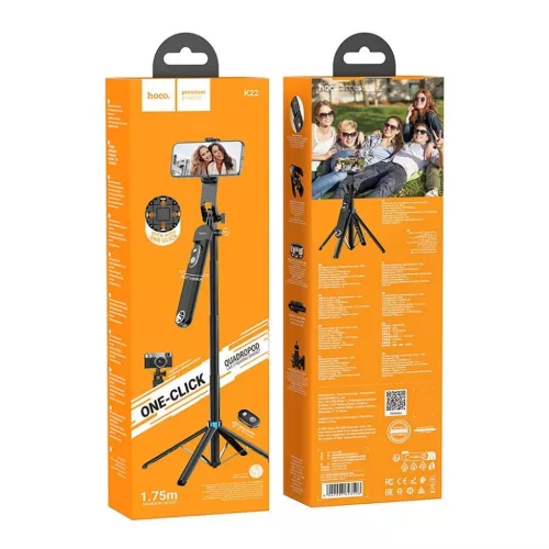 HOCO selfie bot bluetooth távirányítóval K22 fekete-6942007623506 10 kép