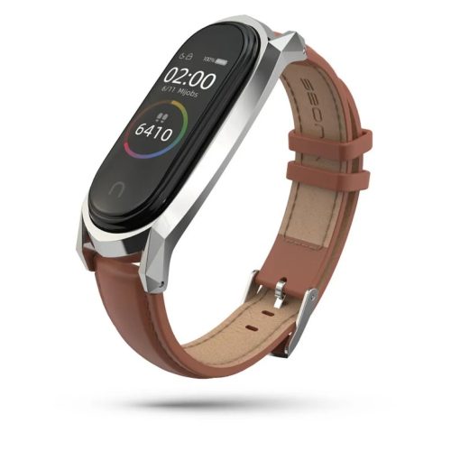 Tech-Protect Xiaomi Mi Band 5 bőr szíj barna-795787712399 1 kép