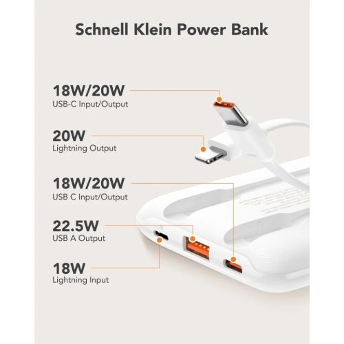 VEGER powerbank 10 000 mAh beépített kábelekkel Type C / Lightning -6970453559872 4 kép