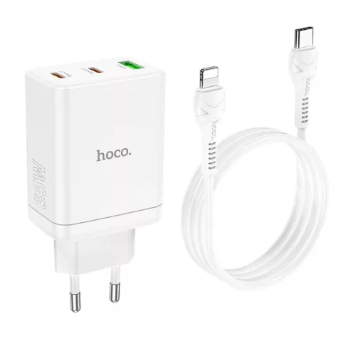 HOCO töltő 2 x Type C + USB A + kábel Type C - Lightning PD QC3.0 3-6942007621083 5 kép