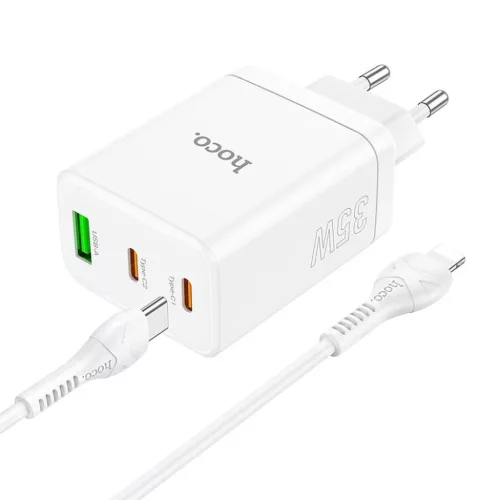HOCO töltő 2 x Type C + USB A + kábel Type C - Lightning PD QC3.0 3-6942007621083 6 kép